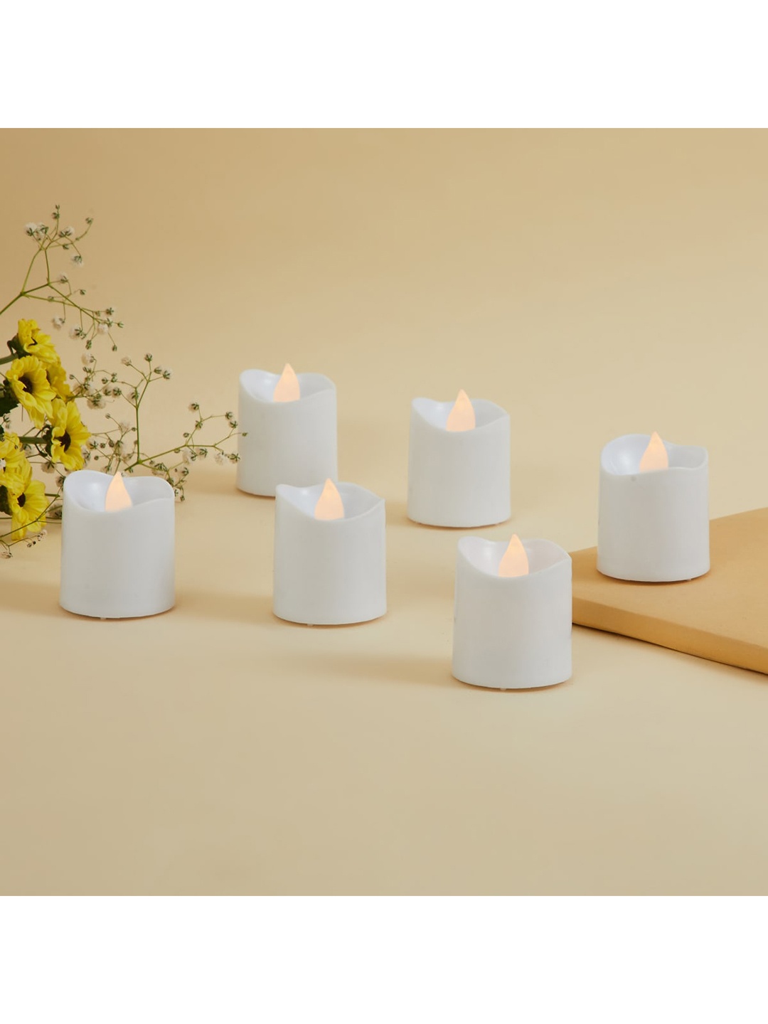 

Home Centre Set Of 6 Solid LED Votives, White