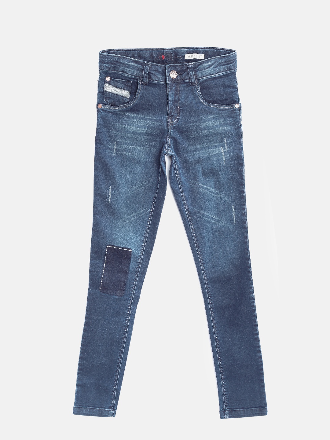 

GJ UNLTD Jeans by Gini and Jony Girls Blue Skinny Mid-Rise Mildly Distressed Jeans
