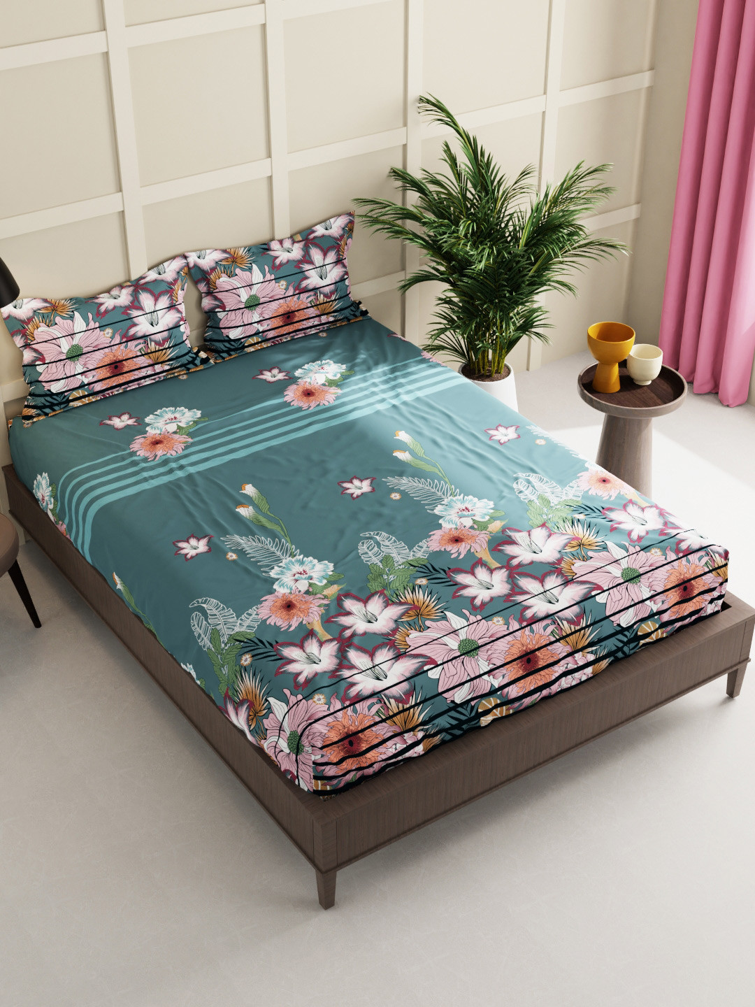 

BIANCA Unisex Green Bedsheets With 2 Pillow Covers -3pc Set