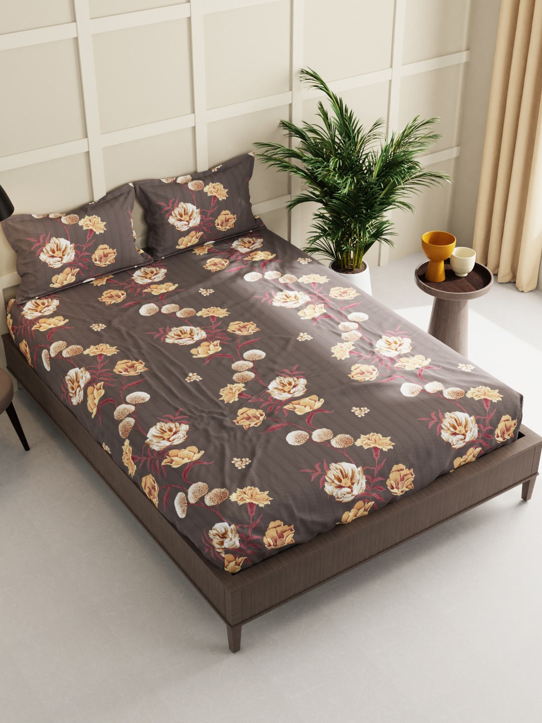

BIANCA Unisex Brown 160 TC Double Bedsheet With 2 Pillow Covers