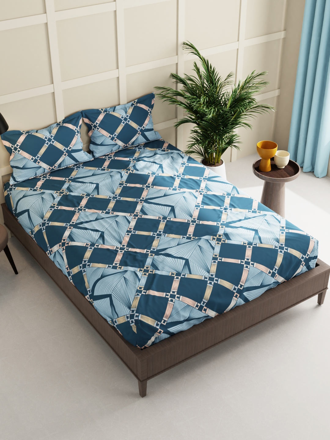 

KOPA Extra Smooth Micro Double Bedsheet With 2 Pillow Covers - 3pc Set, Blue