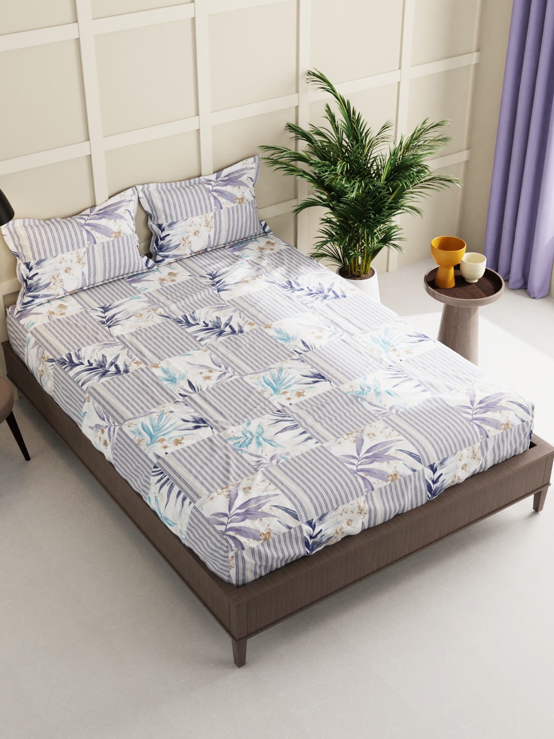 

KOPA Unisex Multi Bedsheets With 2 Pillow Covers -3pc set, Blue