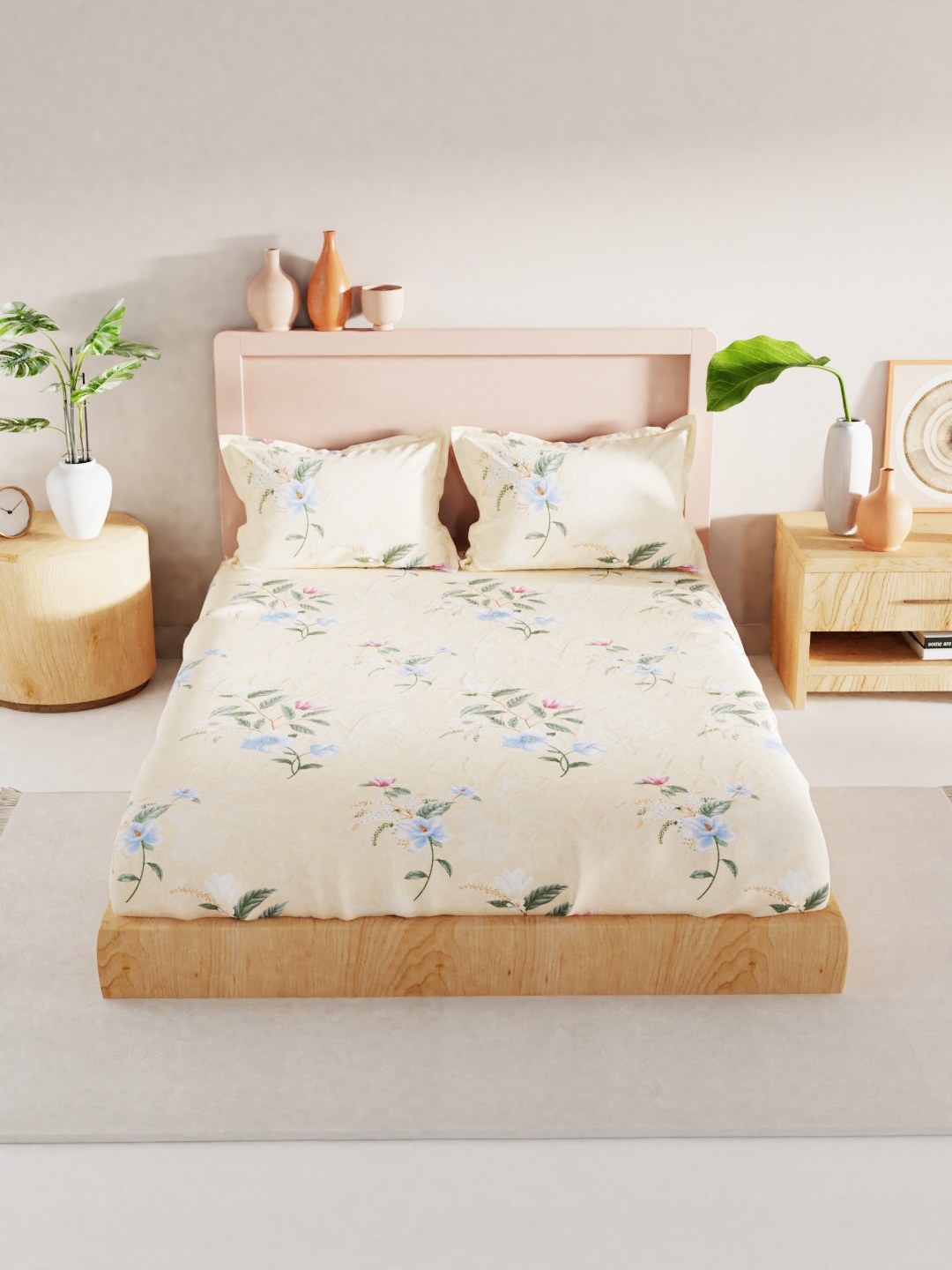 

BIANCA Unisex Yellow GSM 130 Micro King Bedsheet With 2 Pillow Covers TC 186