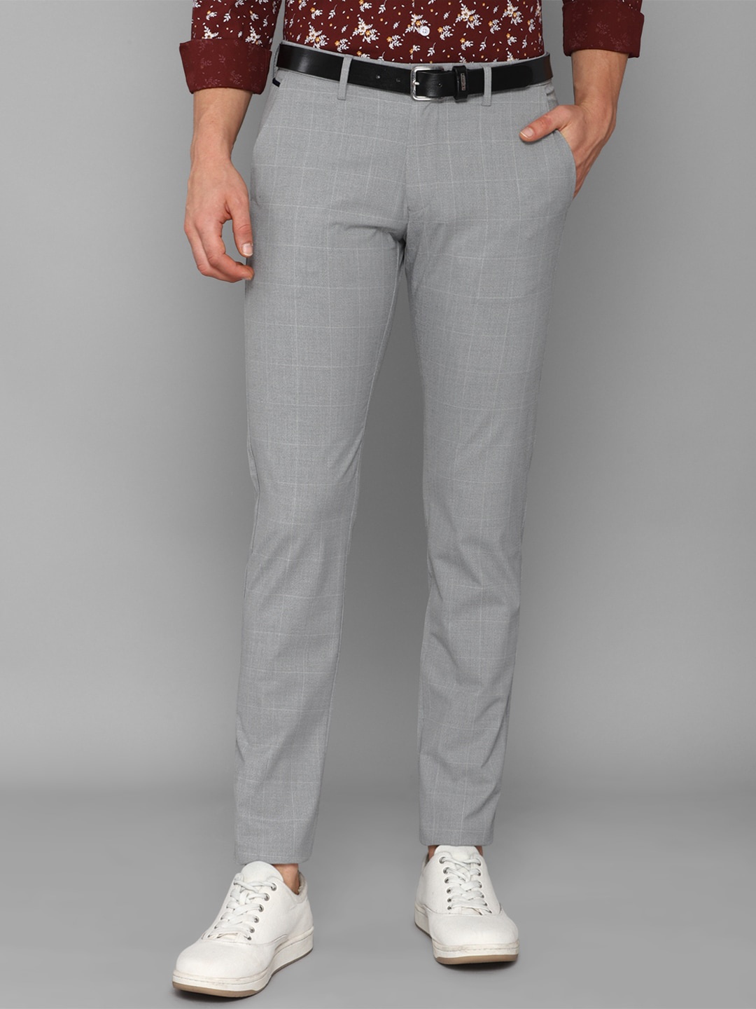 

Allen Solly Men Grey Slim Fit Trousers