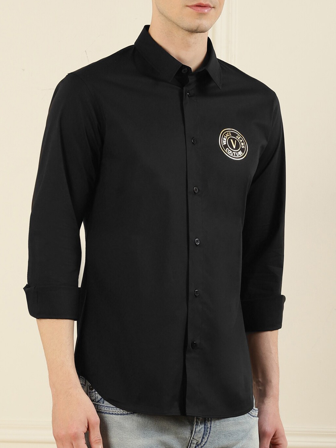 

Versace Jeans Couture Men Black Solid Casual Shirt