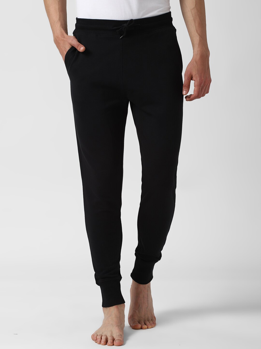 

Peter England Men Black Pure Cotton Joggers Trousers