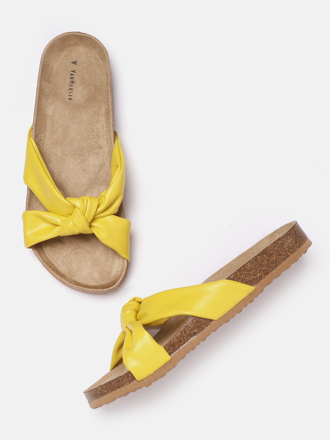 

Van Heusen Woman Mustard Yellow Solid Open Toe Flats with Knot Detail