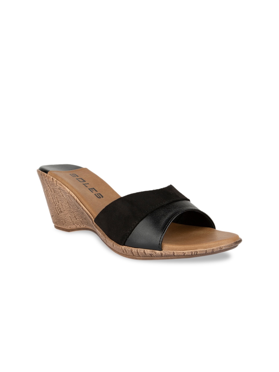 

SOLES Black Wedge Mules