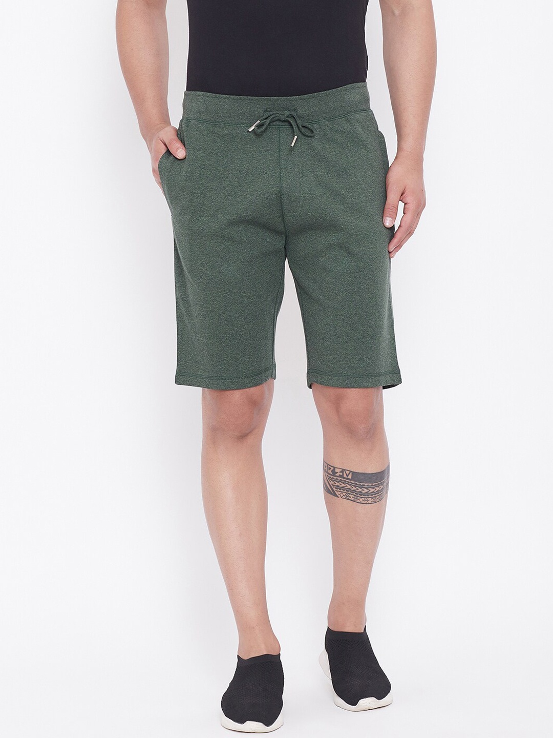

HARBOR N BAY Men Green Solid Cotton Shorts