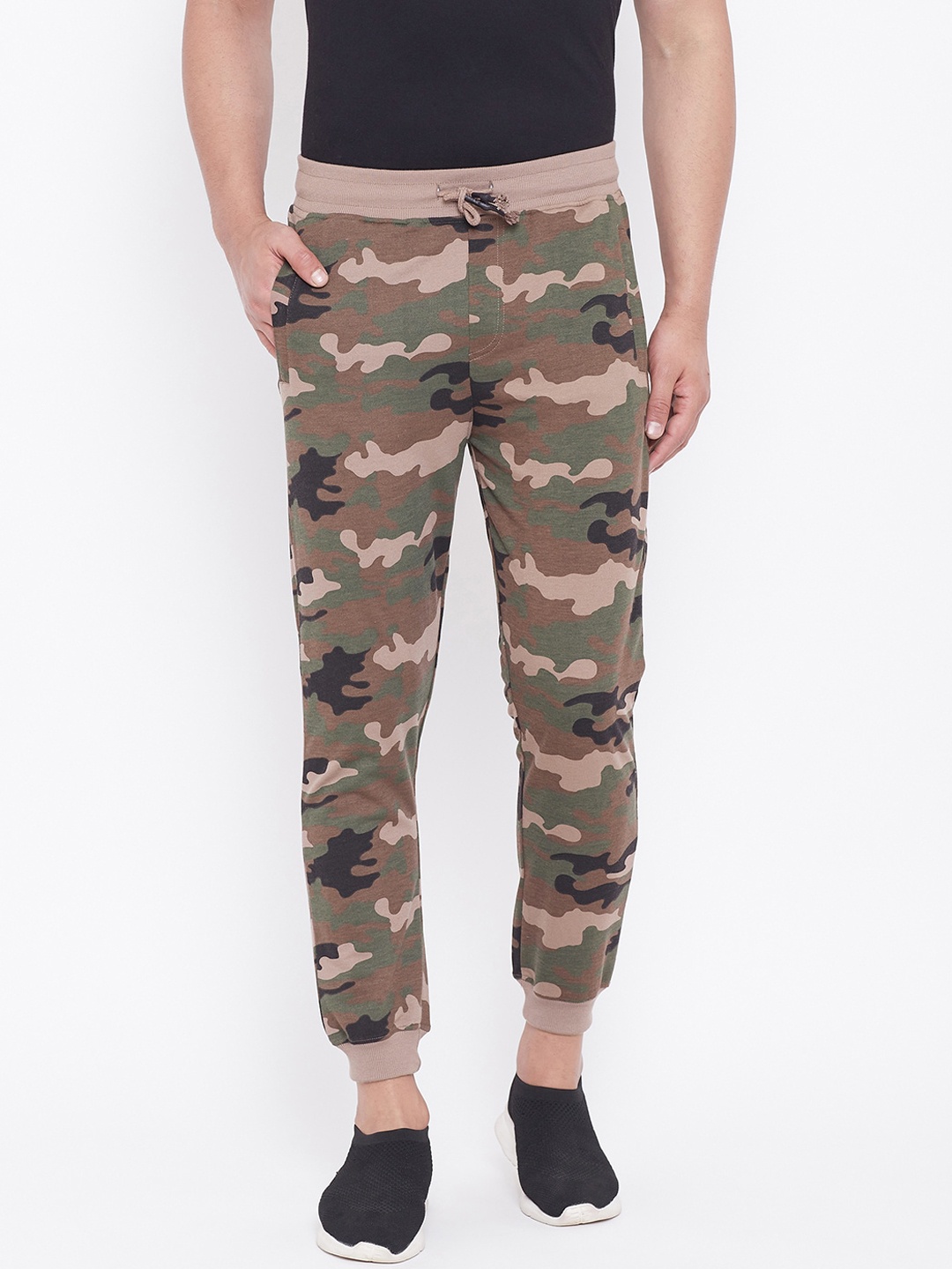 

HARBOR N BAY Men Green & Beige Printed Joggers