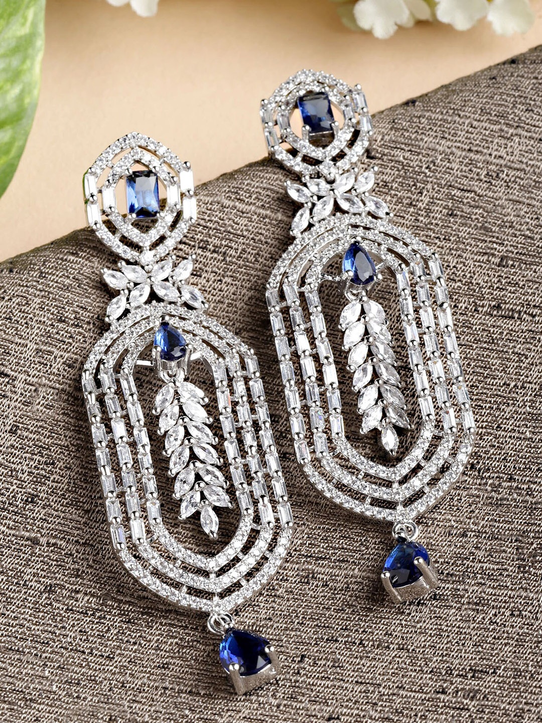 

KARATCART Women Blue Contemporary Drop Earrings