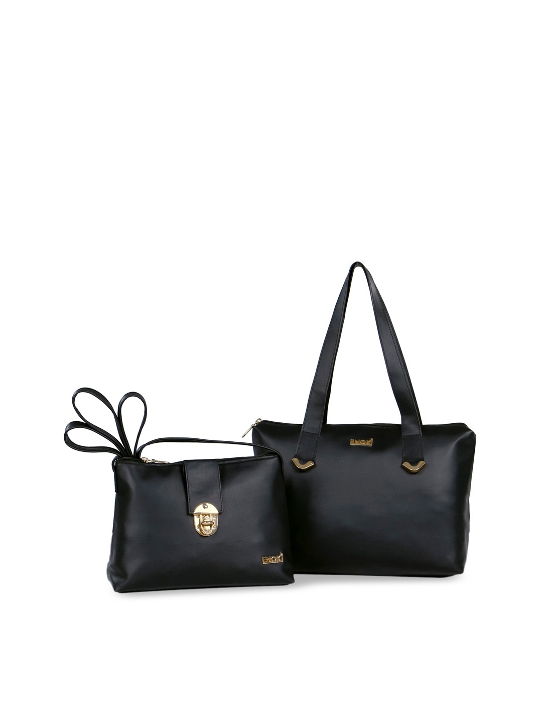 

ENOKI Black Structured Shoulder Bag with Tasselled