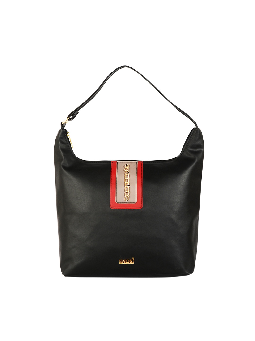 

ENOKI Black Structured Hobo Bag with Tasselled