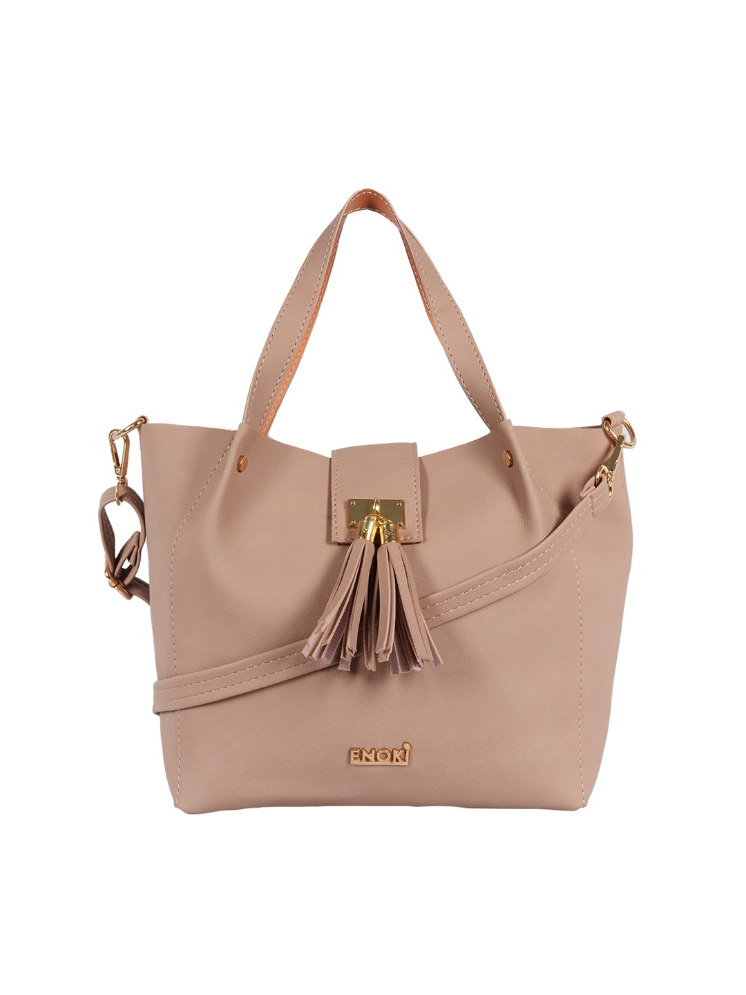 

ENOKI Women Pink Structured Shoulder Bag with Tasselled
