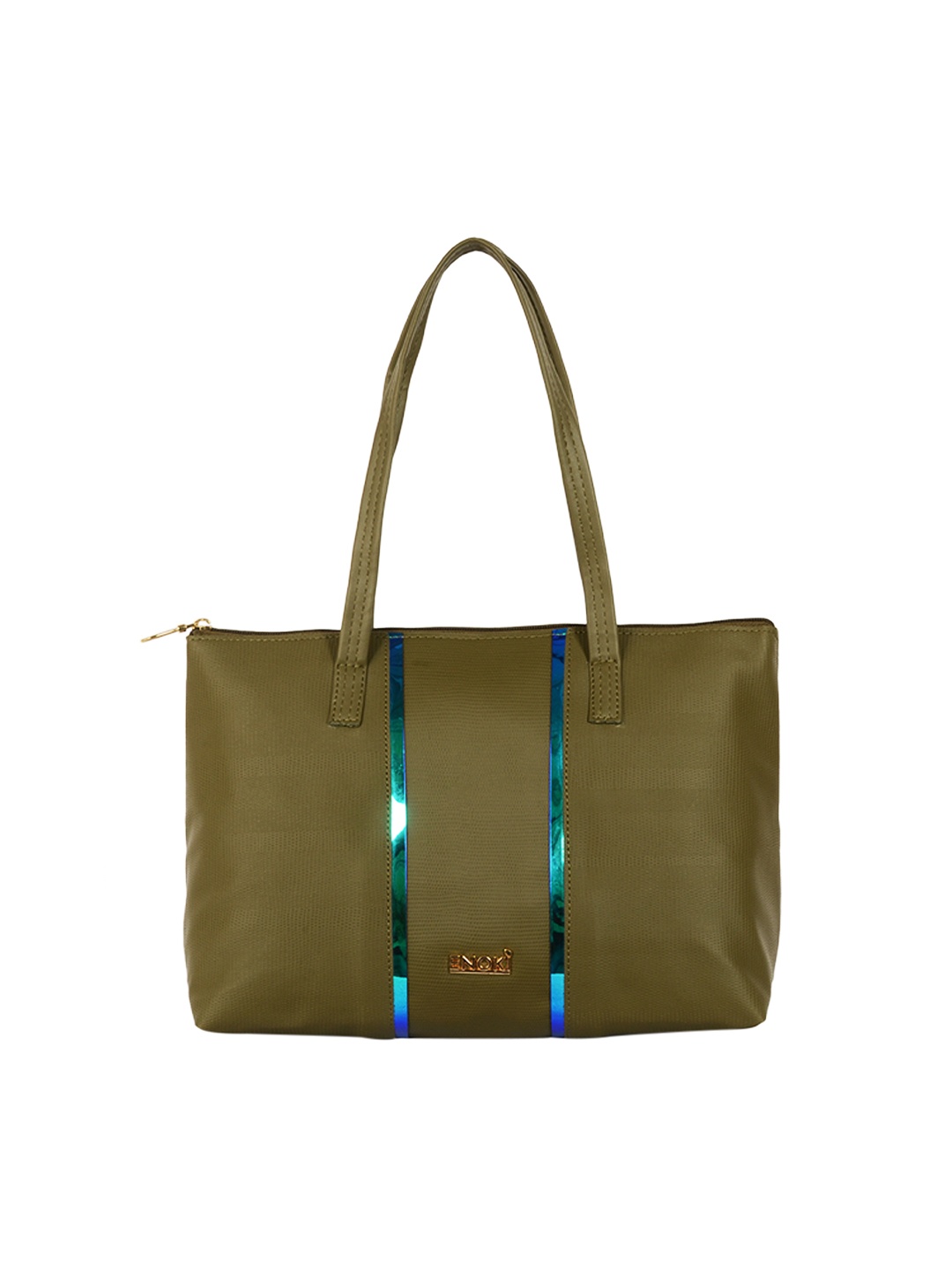 

ENOKI Olive Green Structured Tote Bag with Tasselled