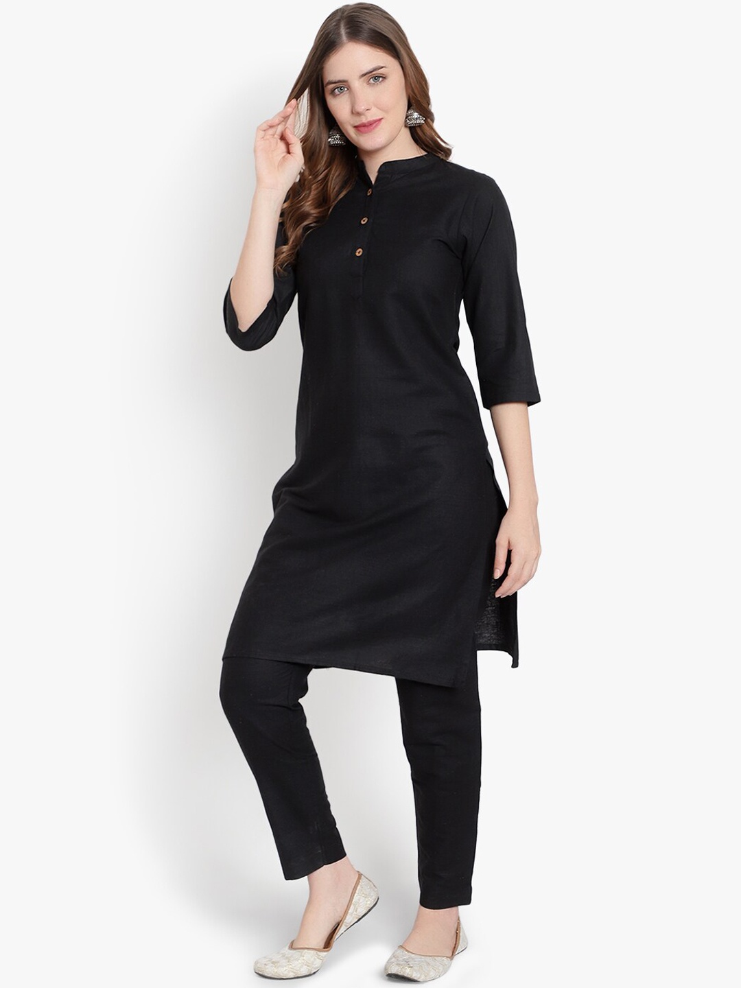 

heemara Women Black Pure Cotton Kurta with Trousers