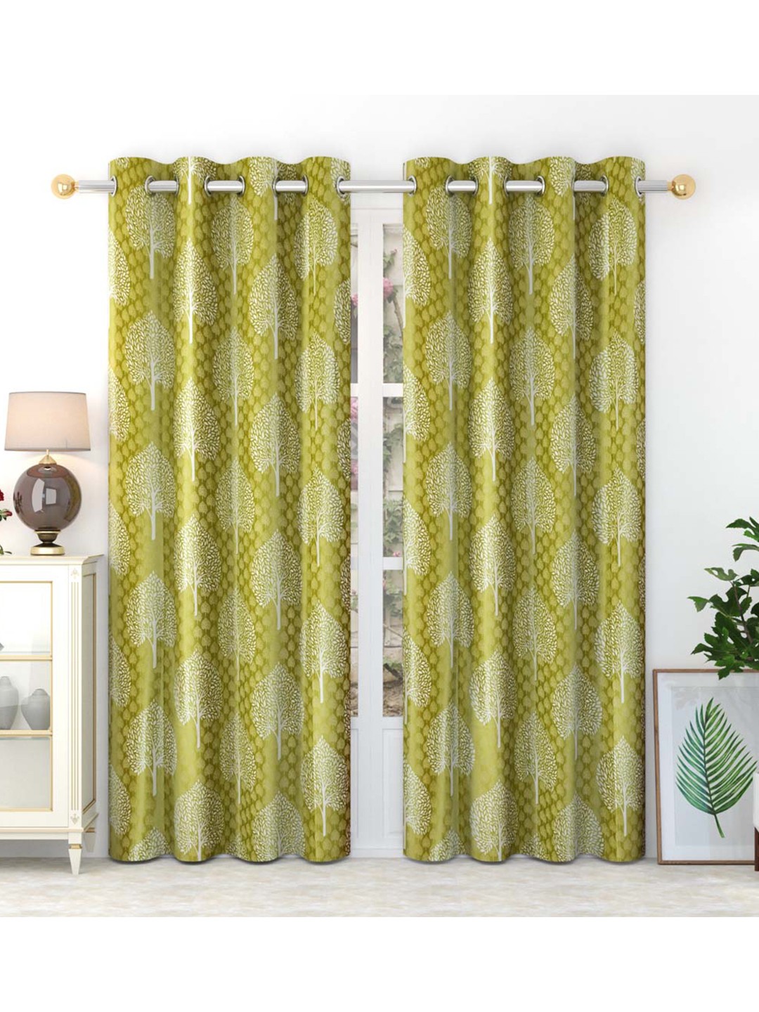 

Slushy Mushy Green & Off White Set of 2 Floral Door Curtain
