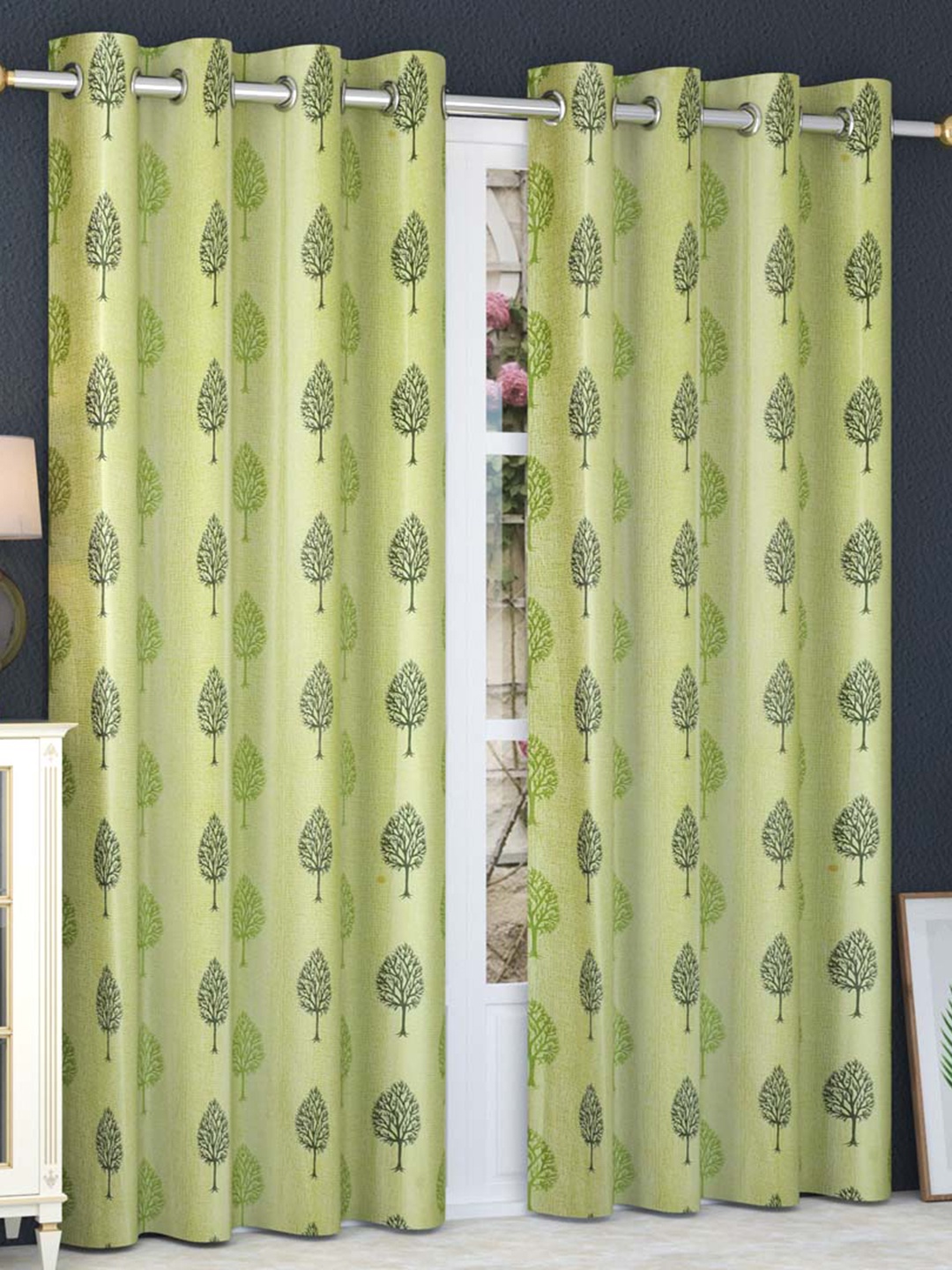 

Slushy Mushy Green Set of 2 Ethnic Motifs Door Curtain