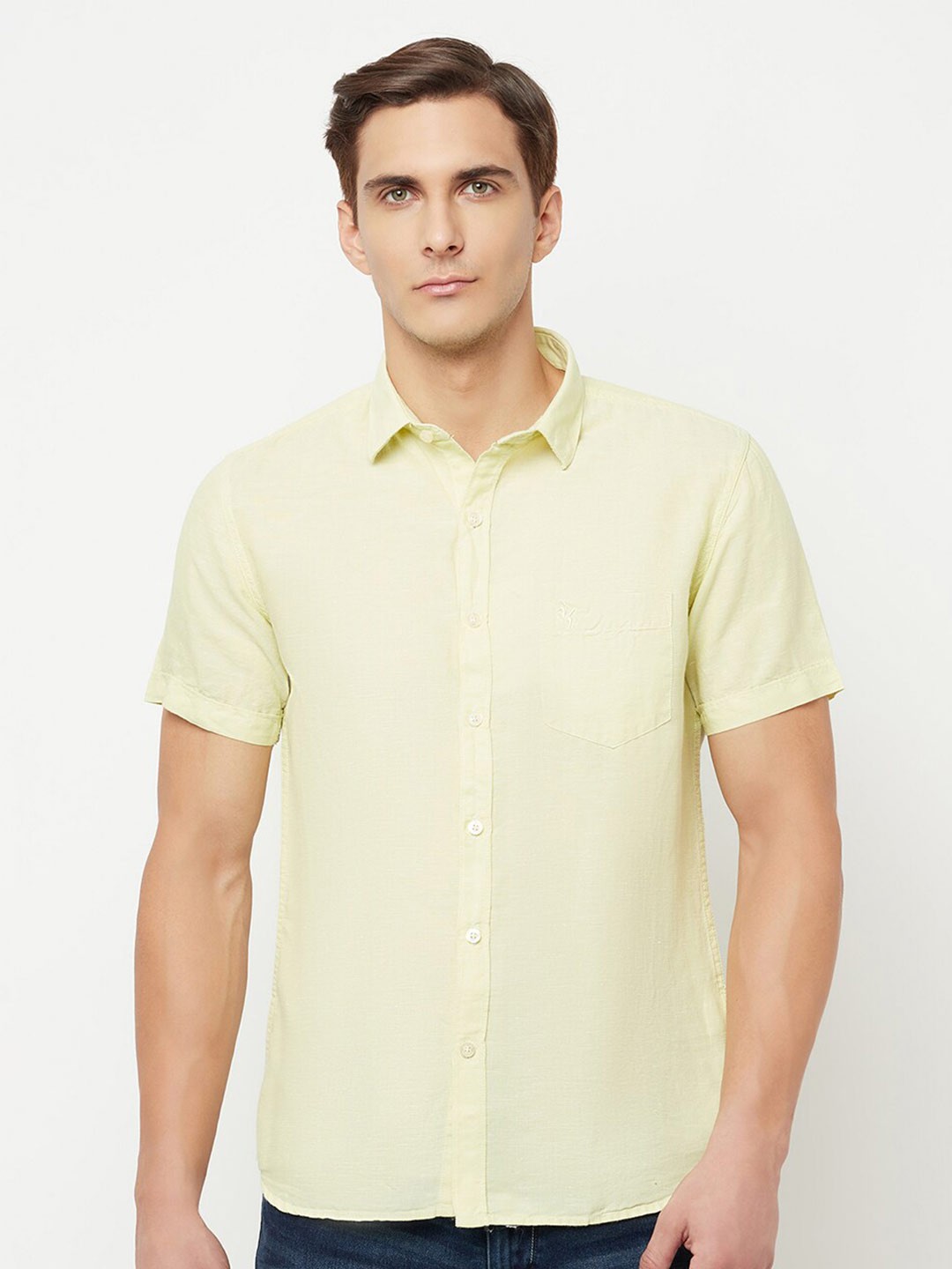 

Cantabil Men Light Green Casual Shirt