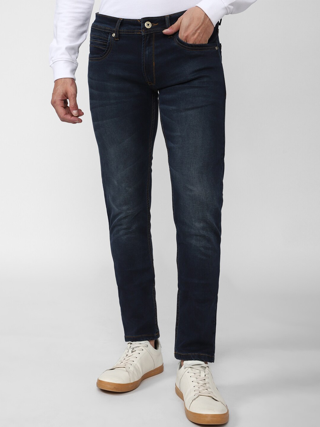 

Peter England Casuals Men Navy Blue Skinny Fit Light Fade Jeans