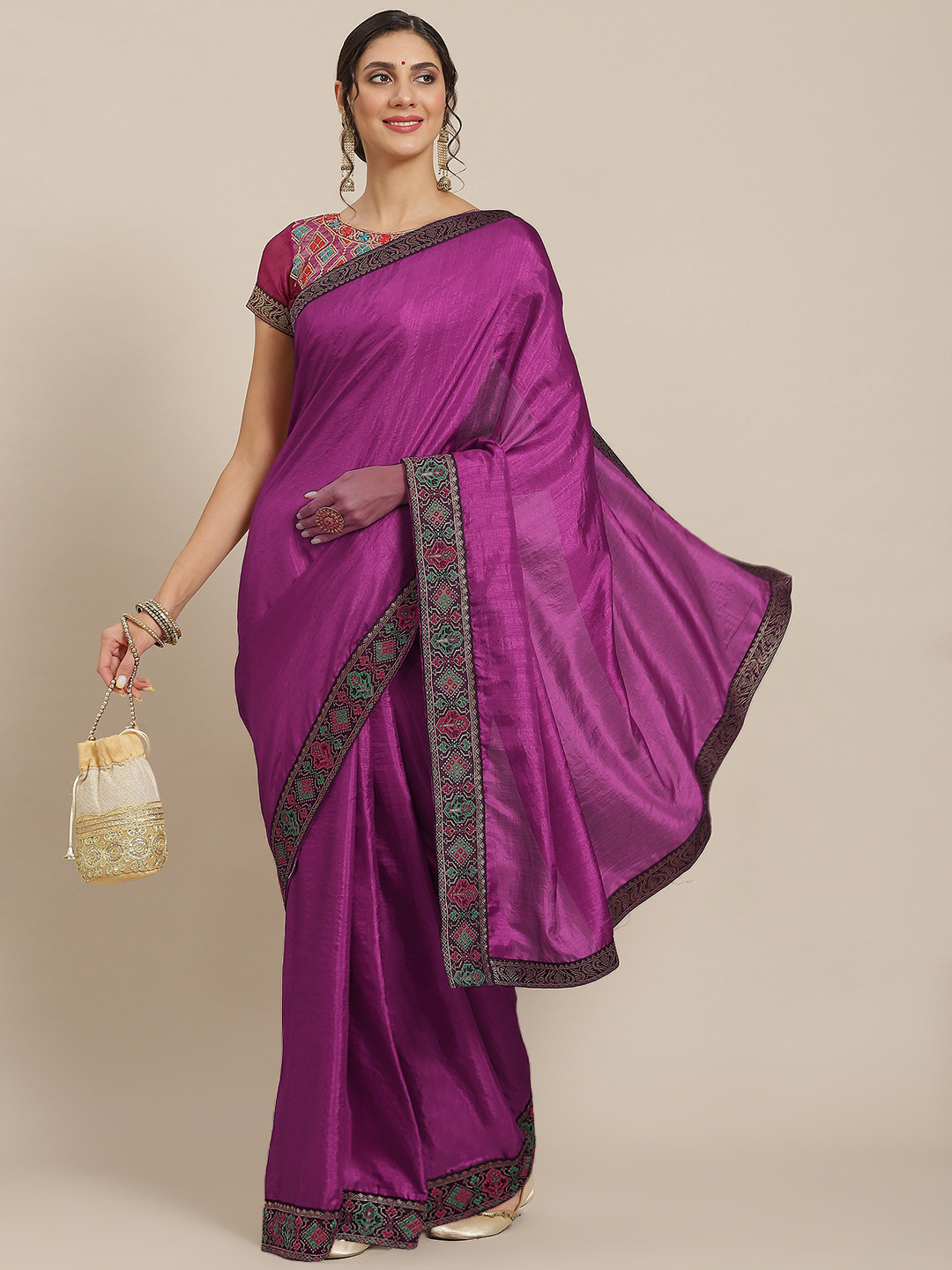 

Mitera Aubergine Dyed Celebrity Saree, Purple