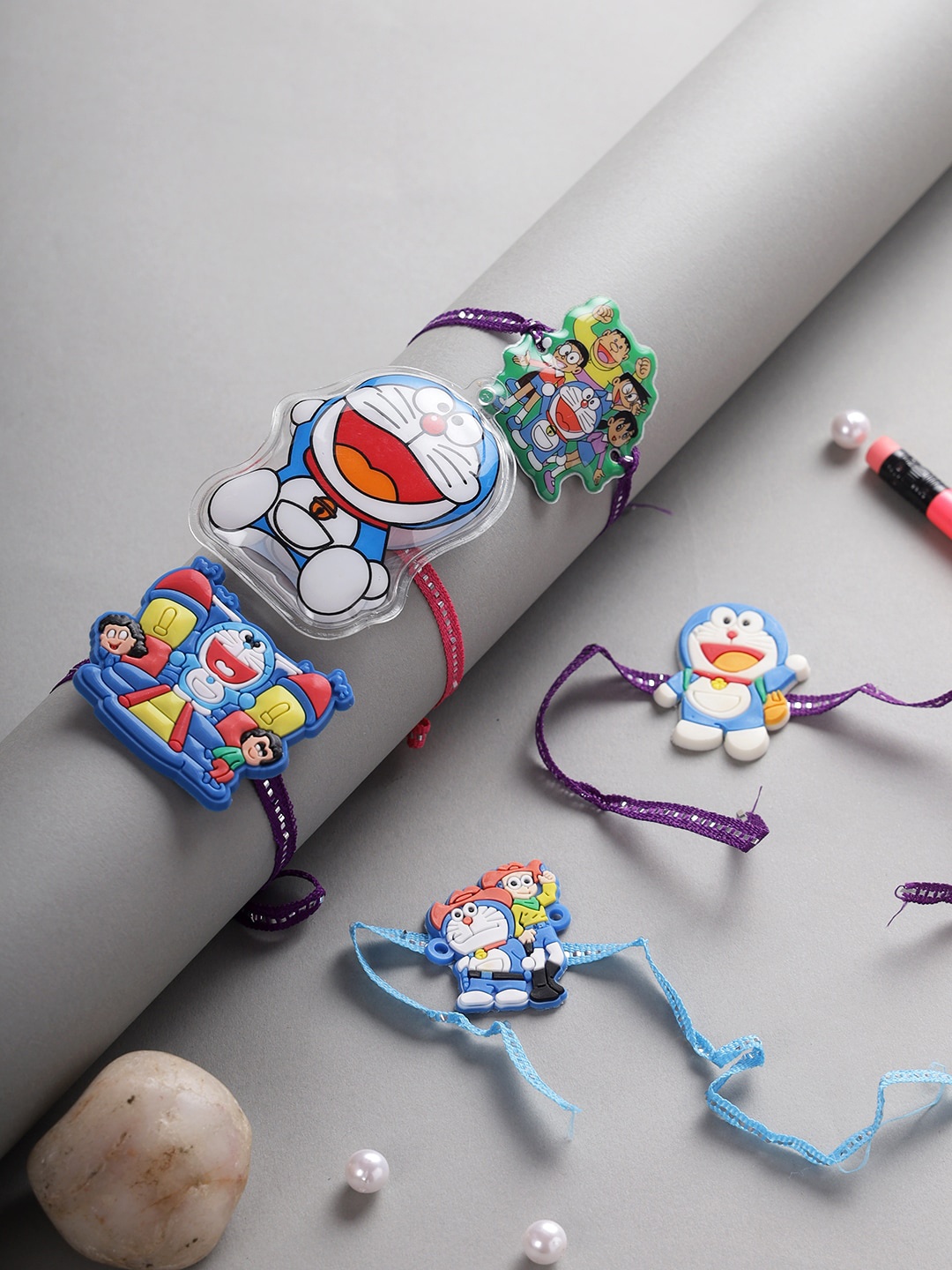 

Aapno Rajasthan Kids Set of 5 Doraemon Rakhi, Multi