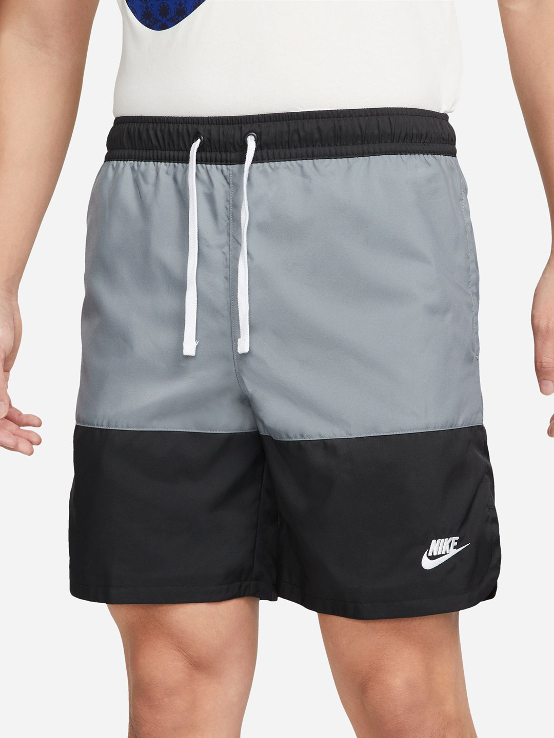 

Nike Men Black & Grey Colourblocked SPE WVN FLOW LONG Sports Shorts
