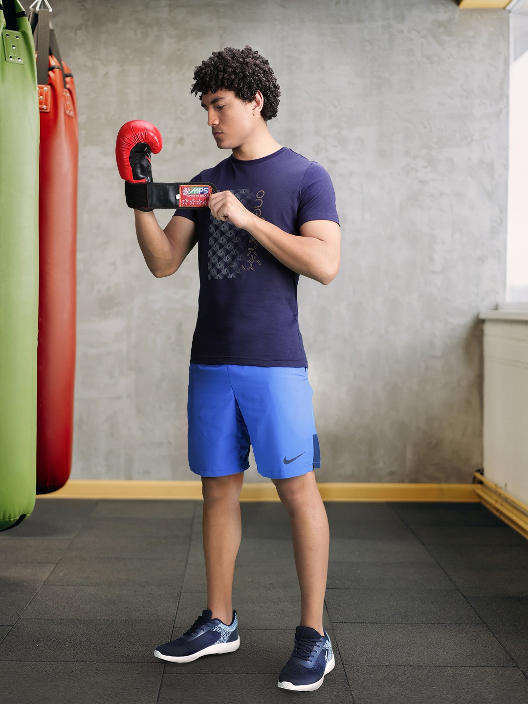Nike Men Blue Solid DRI FIT Training Sports Shorts