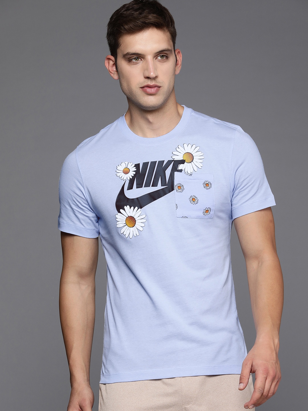 

Nike Men Purple Brand Logo Printed T-shirt
