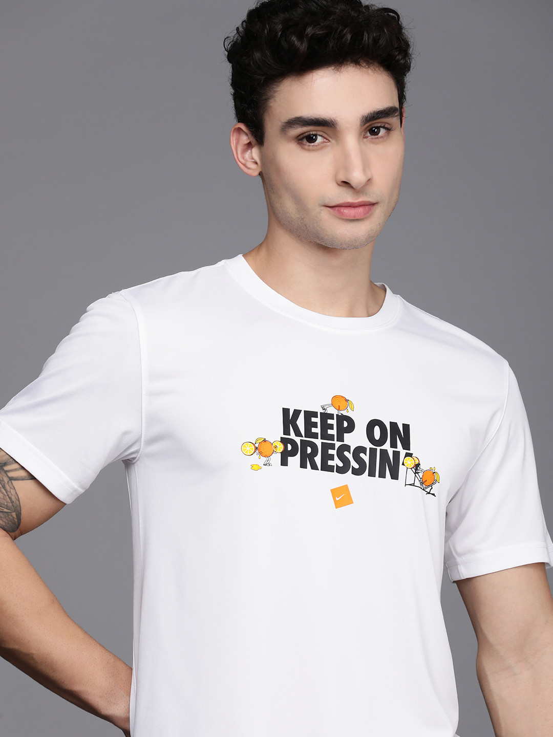 

Nike Men White Typography Printed LGD HUMOR Training Dri-FIT T-shirt