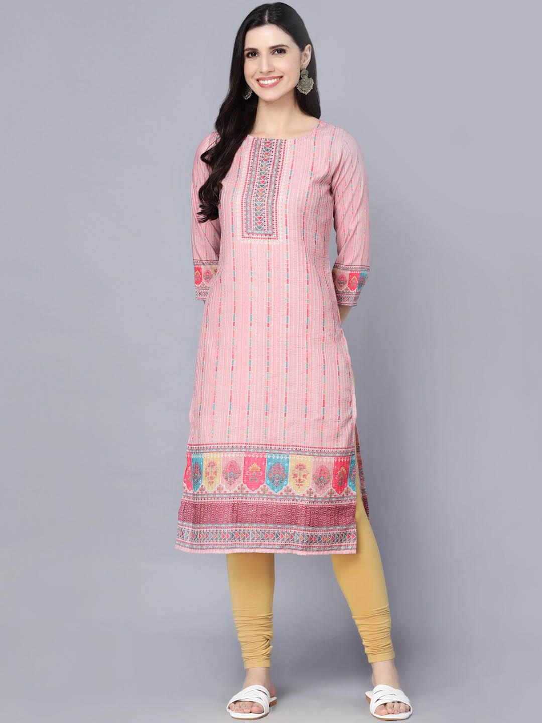

Myshka Women Pink Striped Kurta