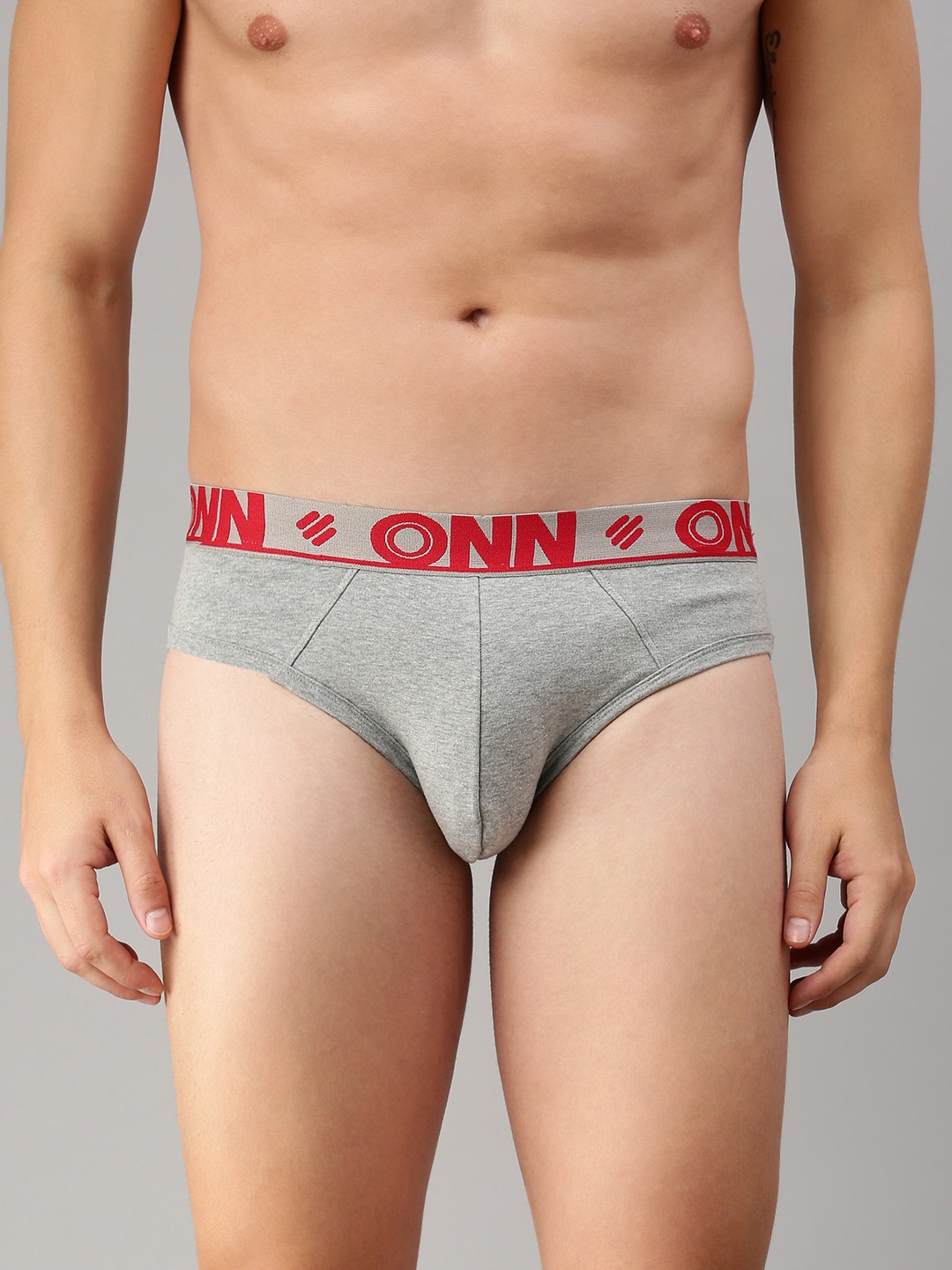 

ONN Men Pack Of 2 Grey-Melange Solid Basic Briefs