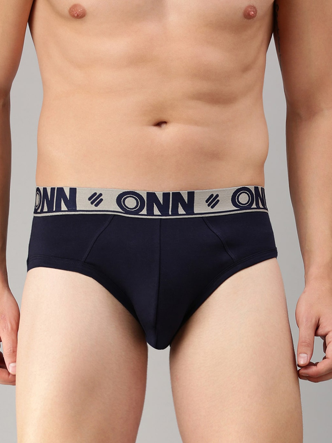 

ONN Men Pack Of 2 Navy Blue Solid Basic Briefs-ONN_272_NB_2PC