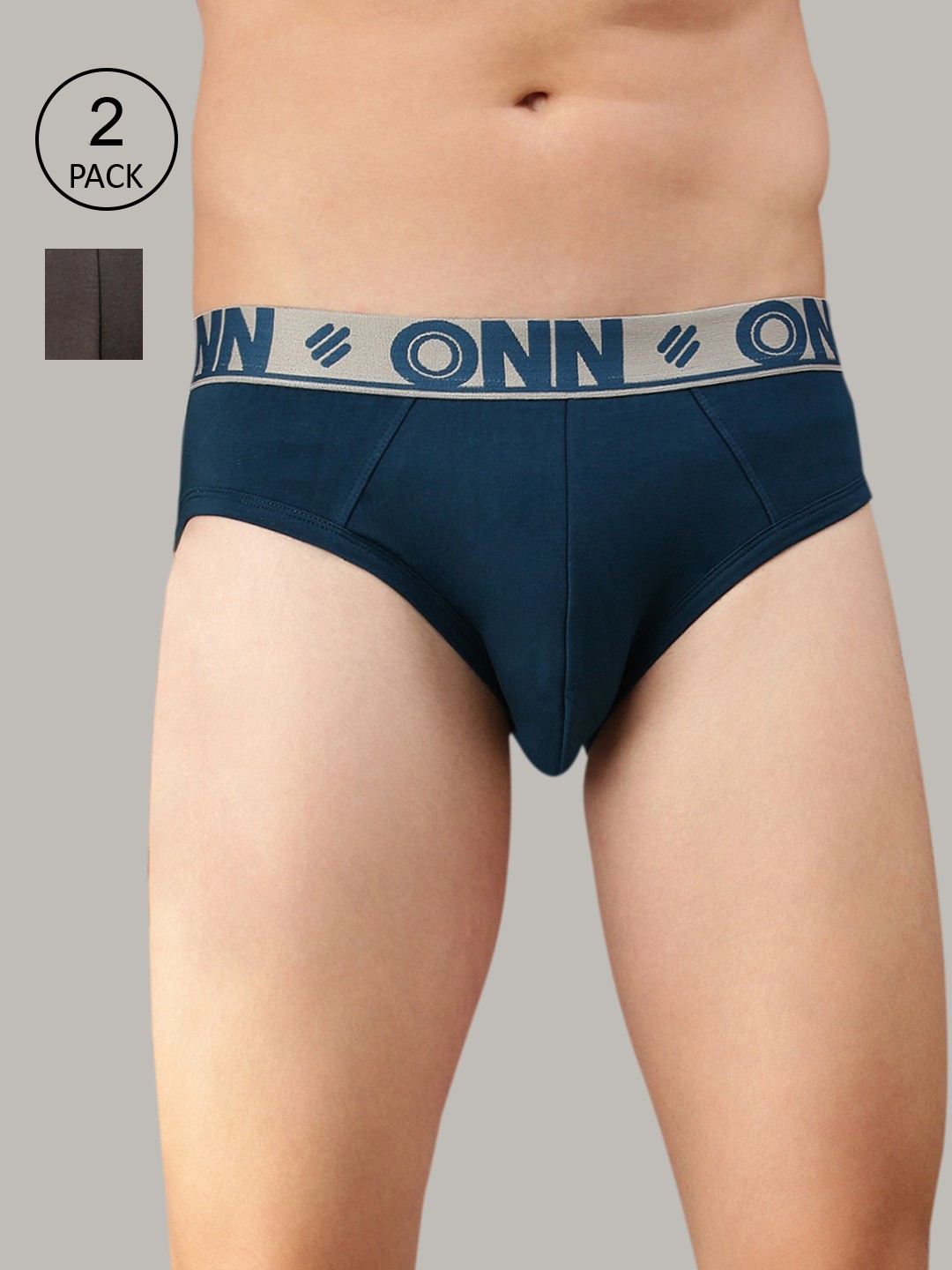 

ONN Men Pack of 2 Solid Basic Briefs, Grey