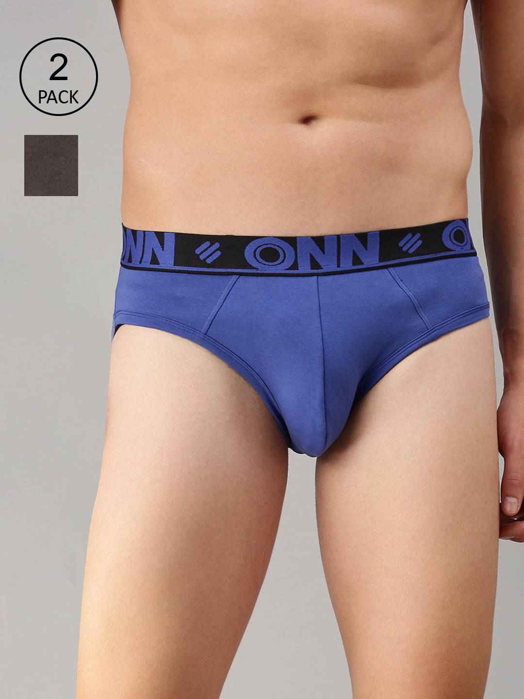 

ONN Men Pack Of 2 Solid Basic Briefs, Grey