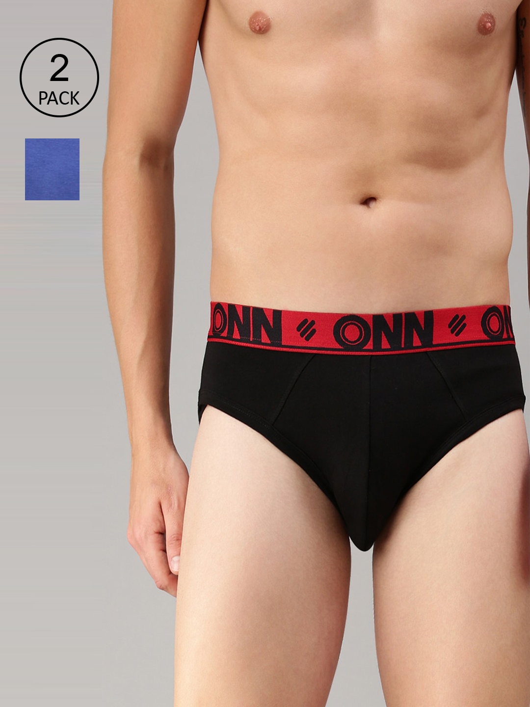 

ONN Men Pack of 2 Solid Basic Briefs, Black