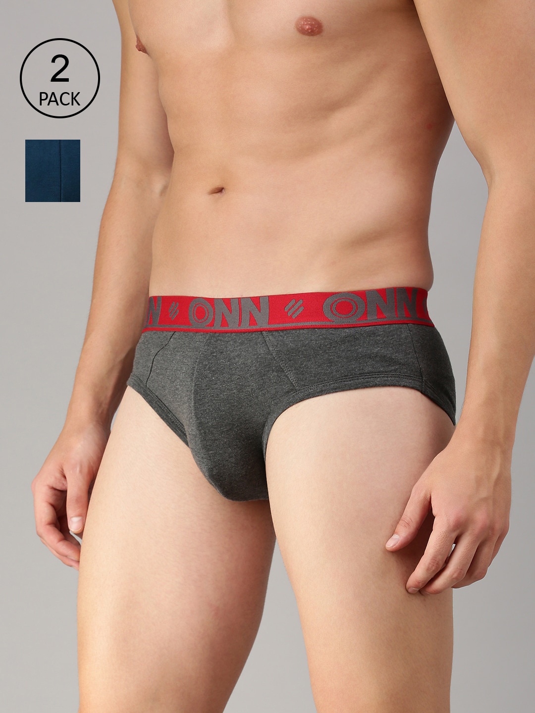

ONN Men Pack Of 2 Solid Basic Briefs, Grey