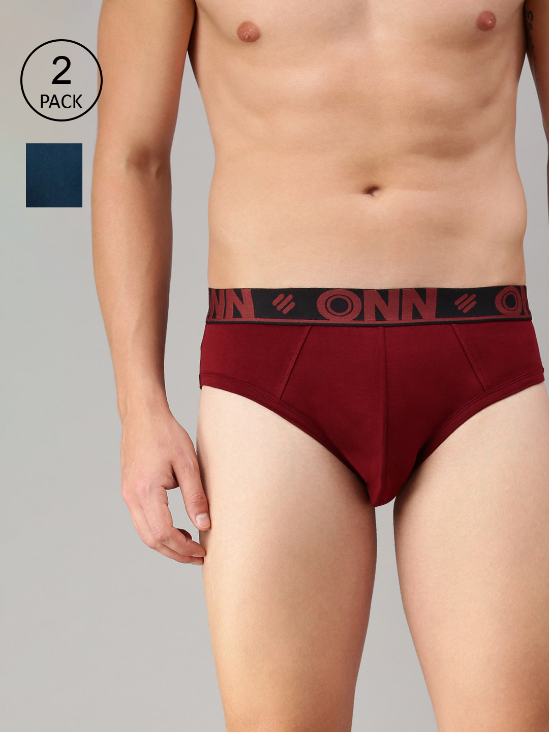 

ONN Men Pack Of 2 Solid Deo-Soft Basic Briefs, Blue