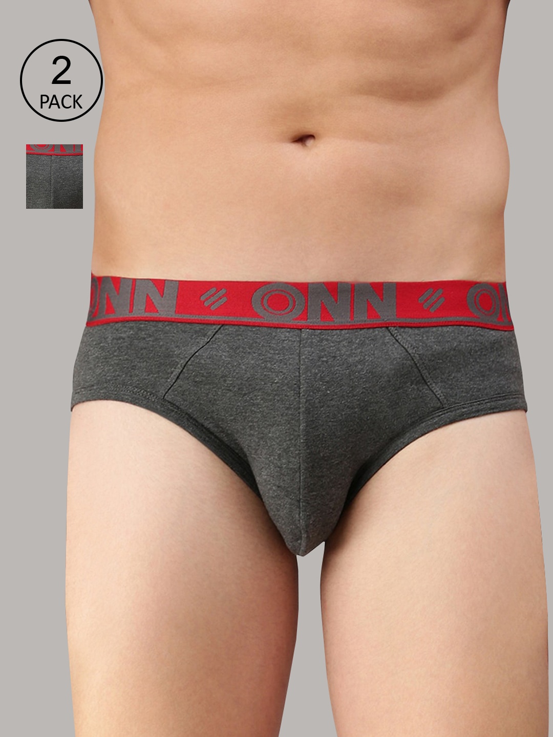 

ONN Men Pack Of 2 Charcoal Solid Basic Briefs