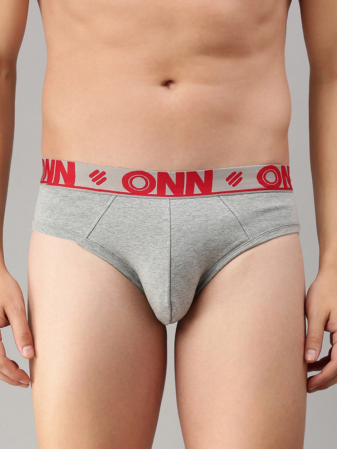 

ONN Men Pack Of 3 Grey-Melange Solid Basic Briefs