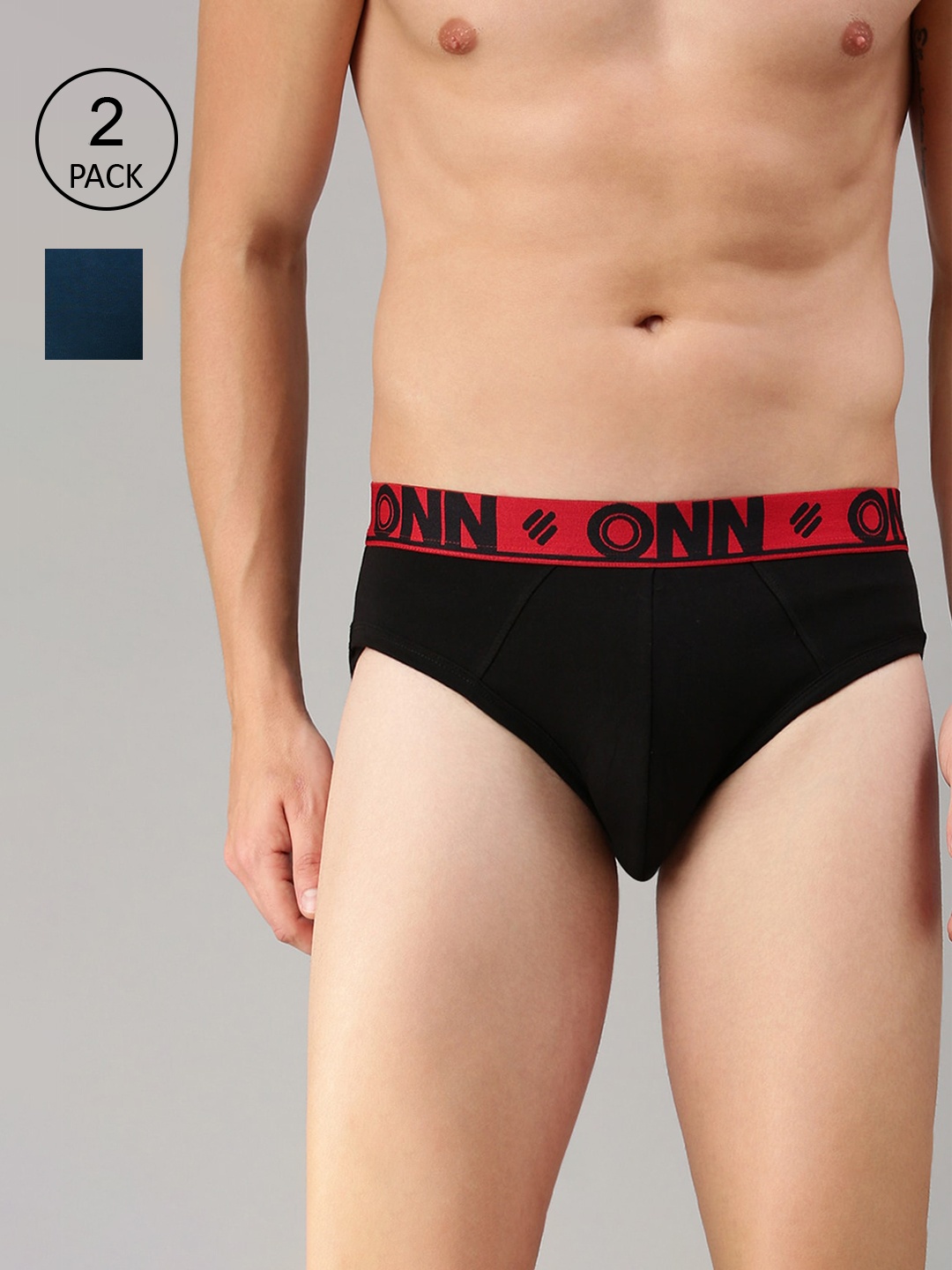 

ONN Men Pack Of 2 Solid Basic Briefs, Black