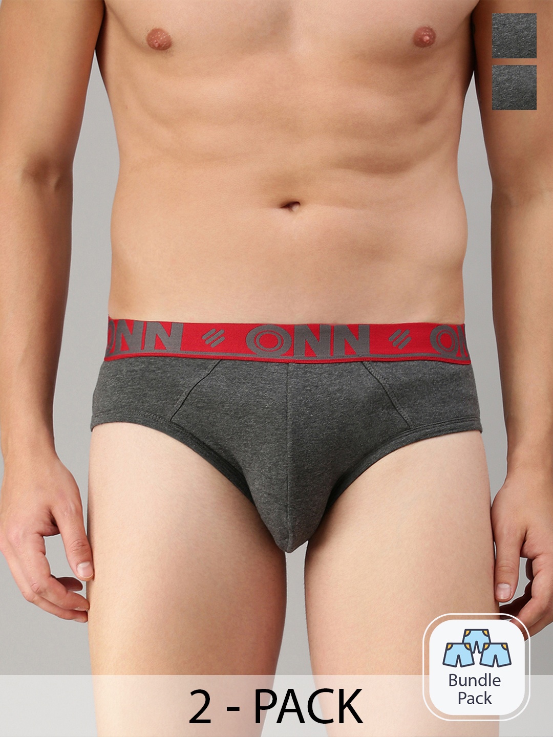 

ONN Men Pack of 2 Mid-Rise Cotton Basic Briefs, Black