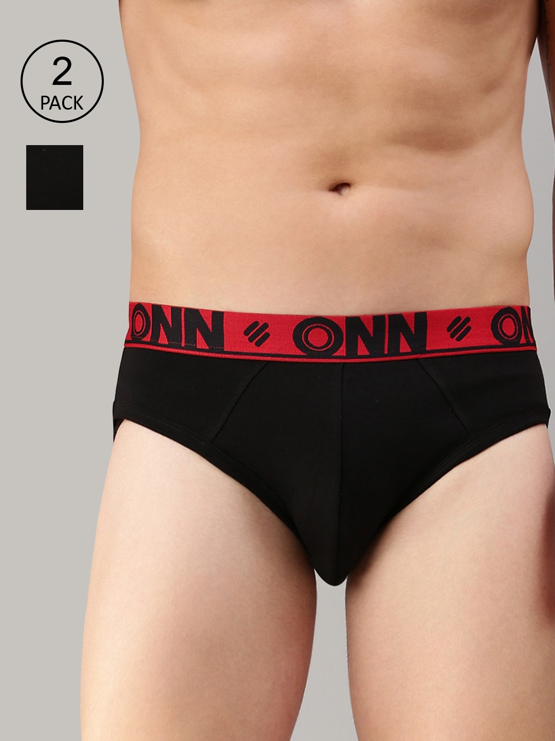 

ONN Pack of 2 Black Solid Basic Briefs