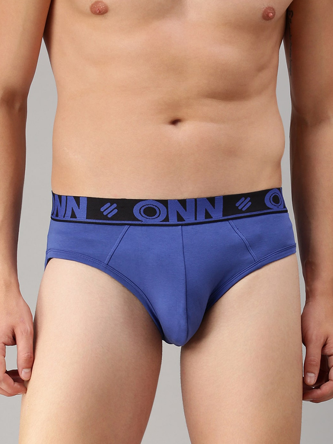 

ONN Men Blue Pack Of 3 Solid Basic Briefs