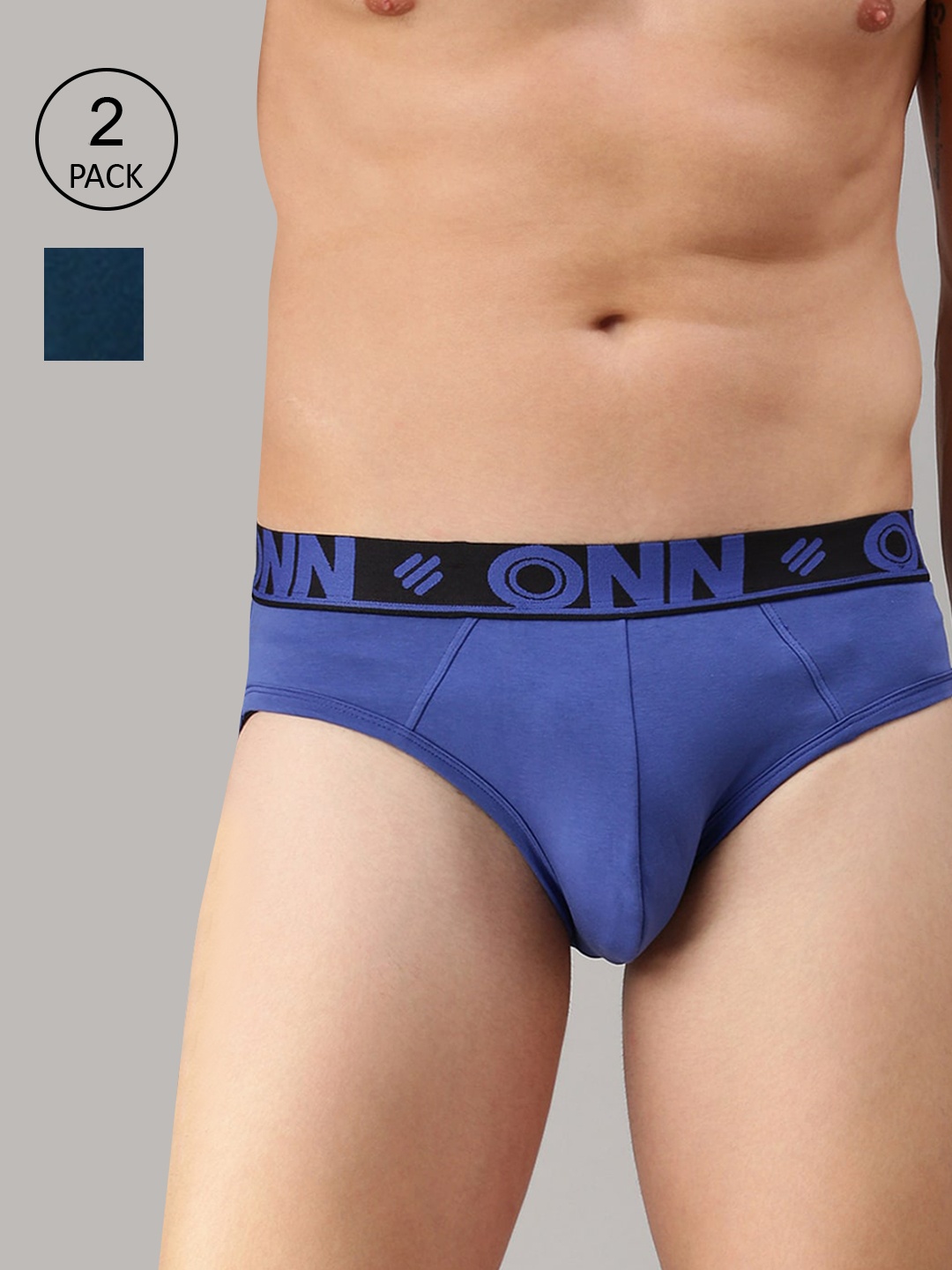 

ONN Men Pack Of 2 Solid Basic Briefs, Blue