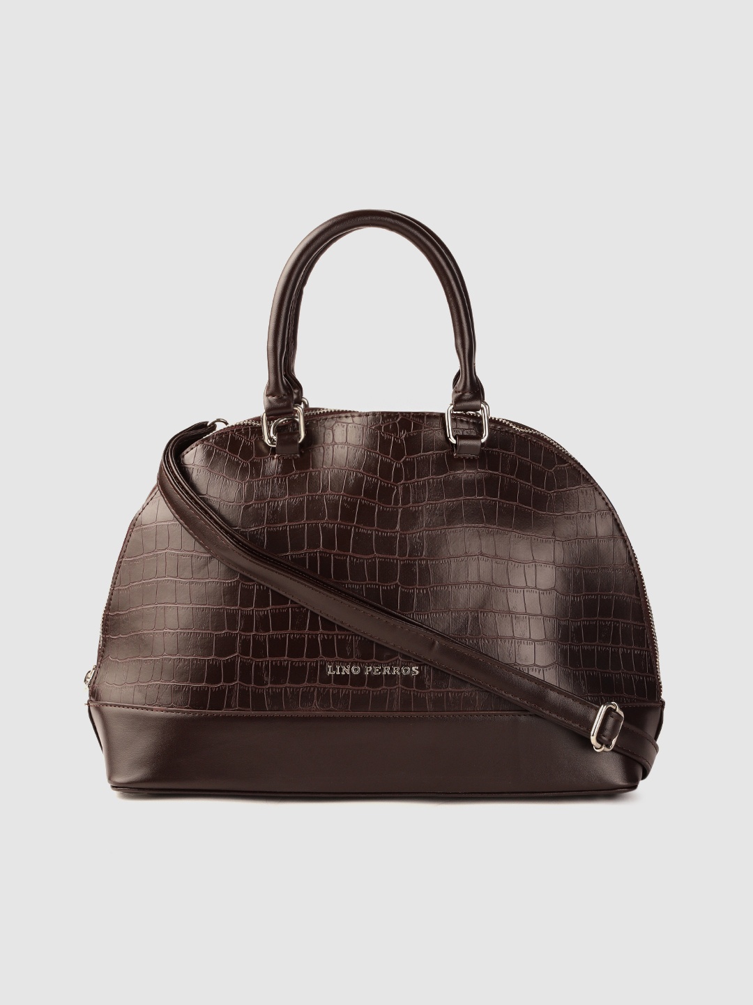 

Lino Perros Brown Textured PU Structured Handheld Bag