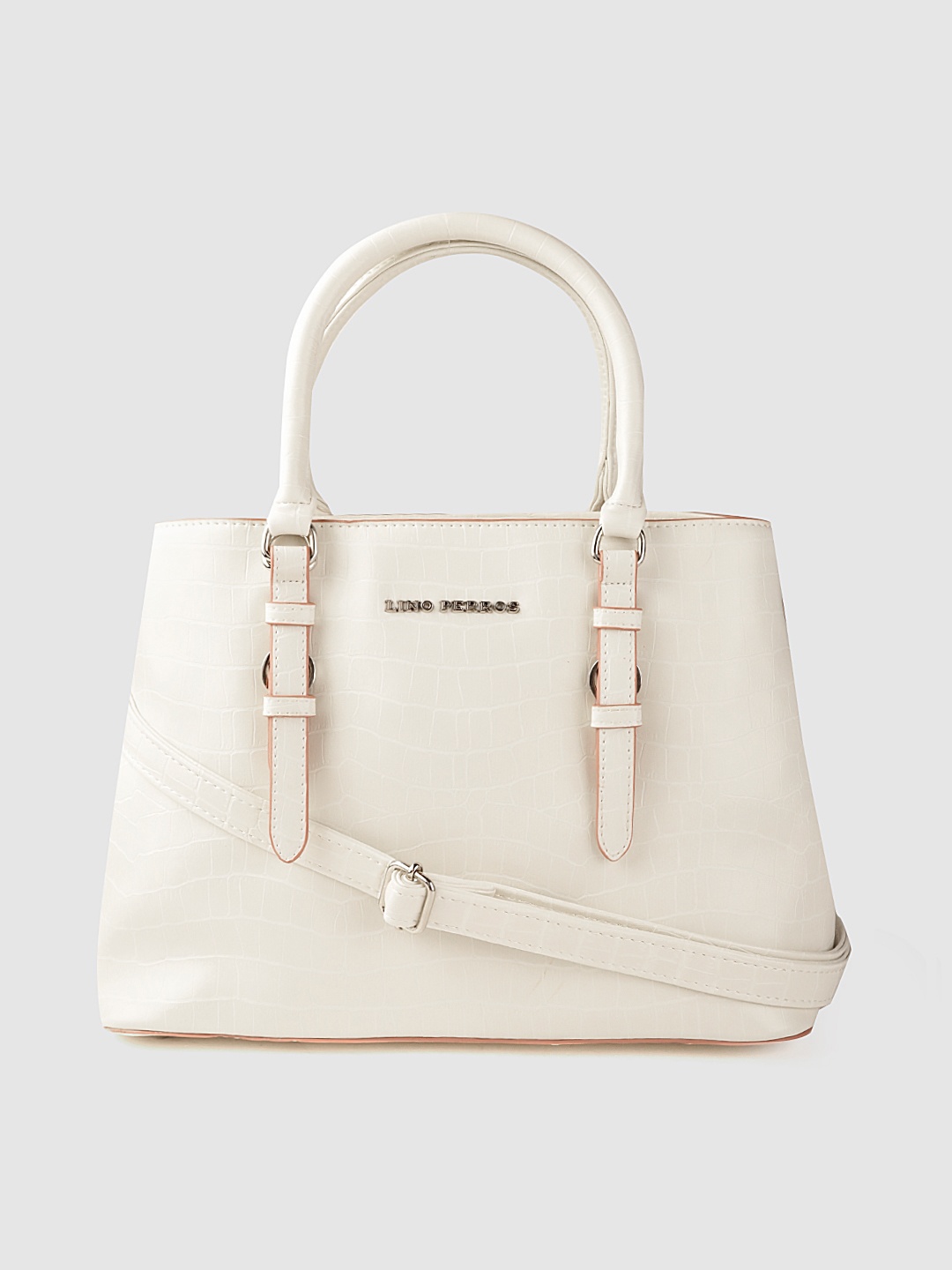

Lino Perros White Textured PU Structured Handheld Bag