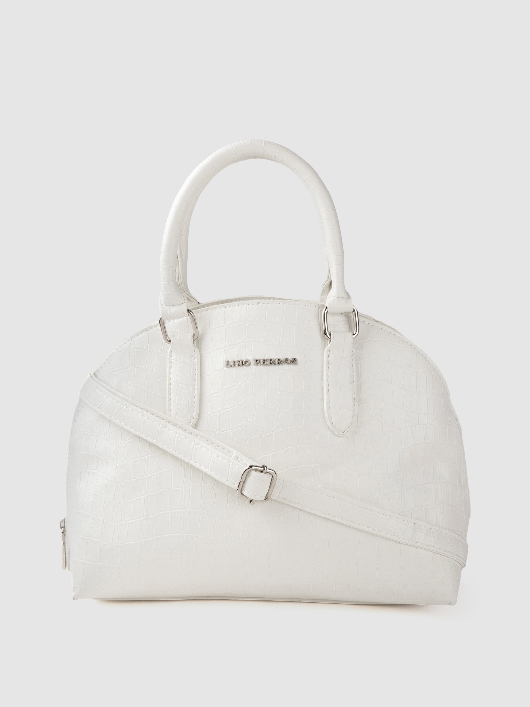 

Lino Perros White Textured PU Structured Handheld Bag