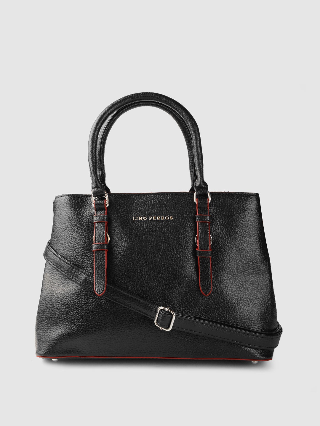 

Lino Perros Black Textured Structured Handheld Bag
