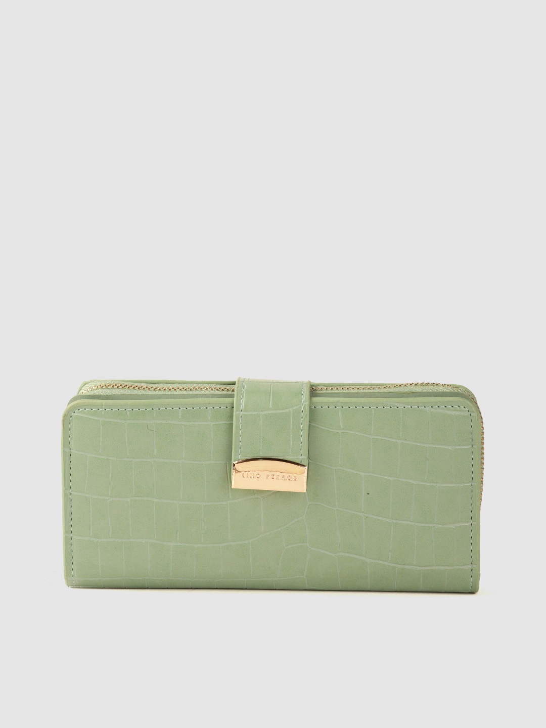 

Lino Perros Women Green Textured PU Zip Around Wallet